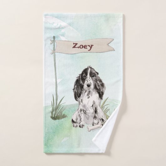 Aangepaste naam Cocker Spaniel Pet Dog Bad Handdoek (Handdoek)