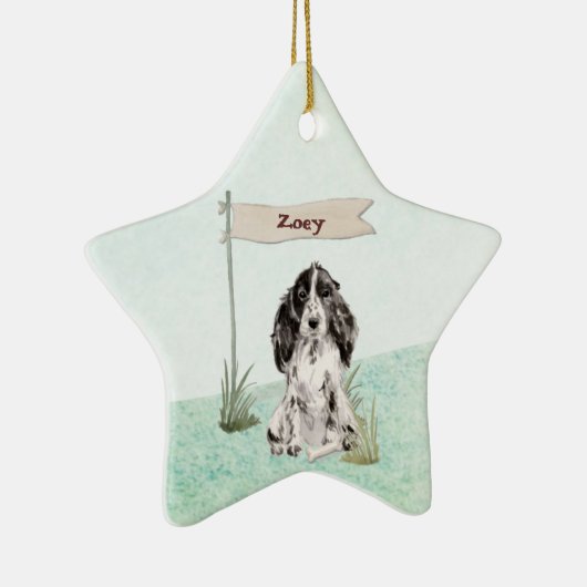 Aangepaste naam Cocker Spaniel Pet Dog Keramisch Ornament (Rechts)