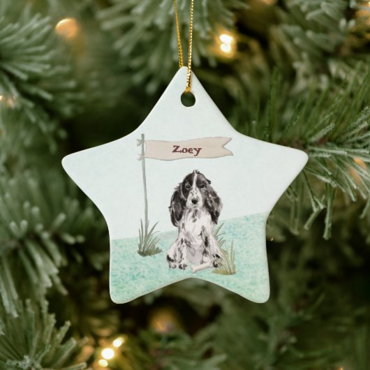 Aangepaste naam Cocker Spaniel Pet Dog Keramisch Ornament (Boom)