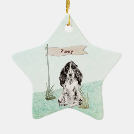 Aangepaste naam Cocker Spaniel Pet Dog Keramisch Ornament (Achterkant)