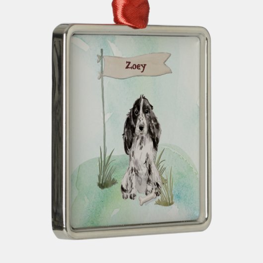 Aangepaste naam Cocker Spaniel Pet Dog Metalen Ornament (Rechts)