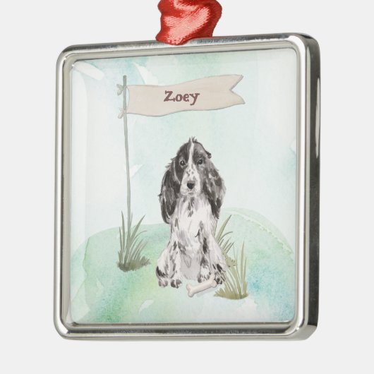 Aangepaste naam Cocker Spaniel Pet Dog Metalen Ornament (Links)