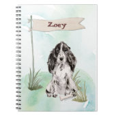 Aangepaste naam Cocker Spaniel Pet Dog Notitieboek (Voorkant)