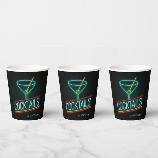 Aangepaste naam COCTAILS Papieren Bekers (Multi)