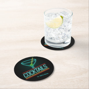 Aangepaste naam COCTAILS Ronde Kartonnen Onderzetter