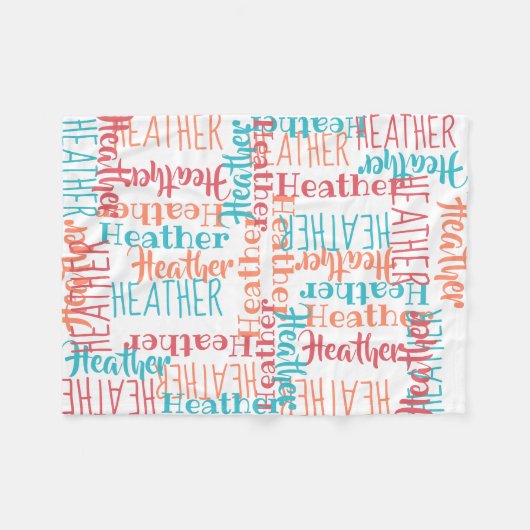 Aangepaste naam Collage Turquoise Sinaasappel Fleece Deken (Voorkant (Horizontaal))