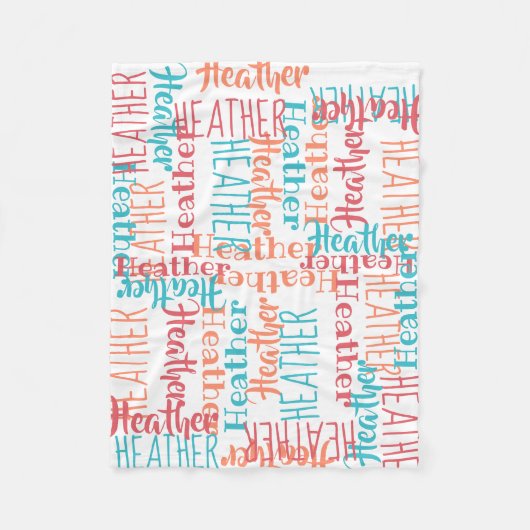 Aangepaste naam Collage Turquoise Sinaasappel Fleece Deken (Voorkant)