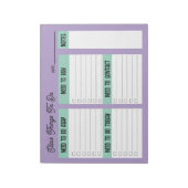 Aangepaste naam collega cadeau checklist notitieblok (Linkerzijde)