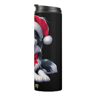 Aangepaste naam collie dragen Santa's pet Thermosbeker