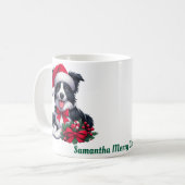 Aangepaste naam, Collie Merry Christmas Koffiemok (Voorkant links)