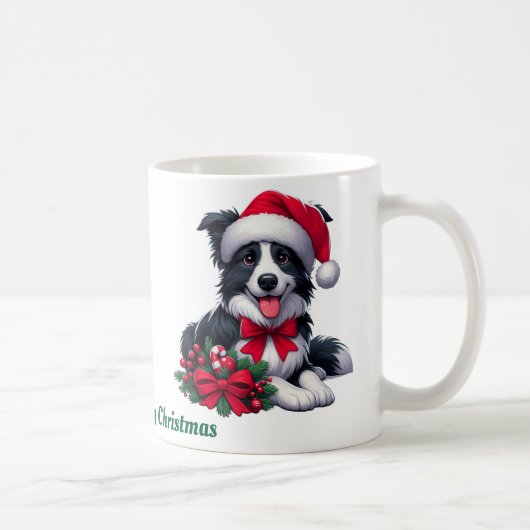 Aangepaste naam, Collie Merry Christmas Koffiemok (Rechts)