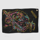 Aangepaste naam Colorful Jazz Player Golfhanddoek (Horizontaal)