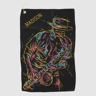 Aangepaste naam Colorful Jazz Player Golfhanddoek