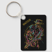 Aangepaste naam Colorful Jazz Player Sleutelhanger (Voorkant)
