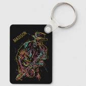 Aangepaste naam Colorful Jazz Player Sleutelhanger (Achterkant)