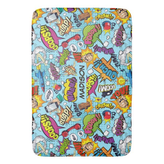 Aangepaste naam Comics Patroon Badmat (Voorkant Verticaal)