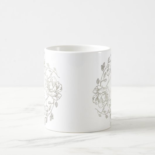 Aangepaste Naam Communie Bloemen Goud Koffiemok (Center)