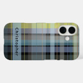 Aangepaste Naam Controleer Tartan Zwart Blauw Lila Case-Mate iPhone Case (Achterkant (horizontaal))