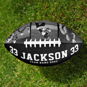 Aangepaste naam Cool Black en White 3-fototeam American Football