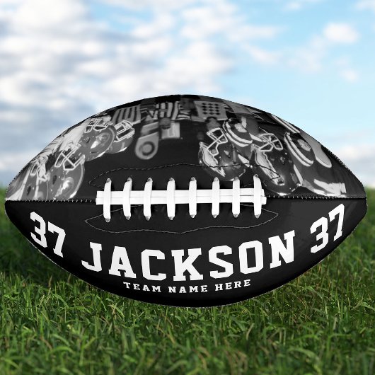 Aangepaste naam Cool Black en White Photo Team Num American Football