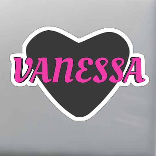 Aangepaste naam Cool Black Heart met Girly Pink Te Sticker