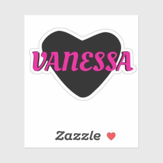 Aangepaste naam Cool Black Heart met Girly Pink Te Sticker (Vel)