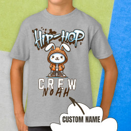 Aangepaste naam Cool Easter Hip-Hop Crew Rabbit T-shirt