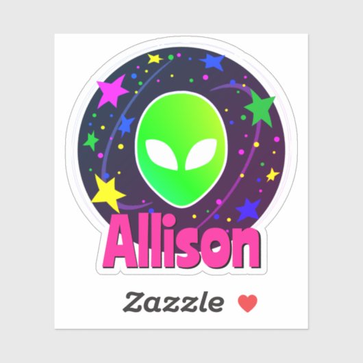 Aangepaste Naam Cool Grappig Alien Ruimte Sterrens Sticker (Vel)