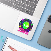 Aangepaste Naam Cool Grappig Alien Ruimte Sterrens Sticker (Laptop met iPhone)