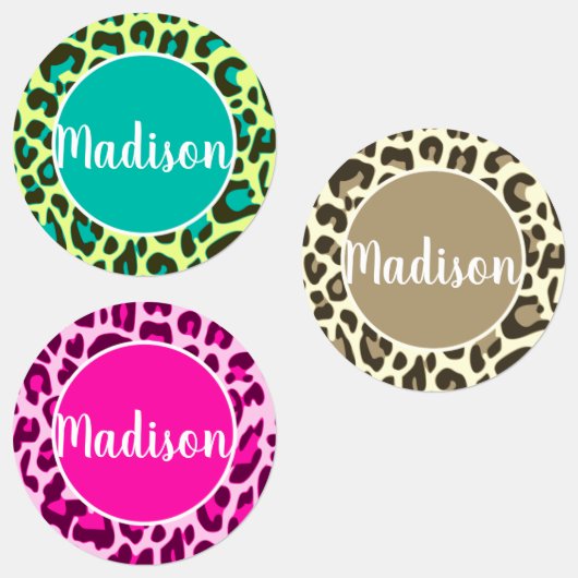 Aangepaste naam Cool Luipaard Dierenprint Helder K Labels (Groep)