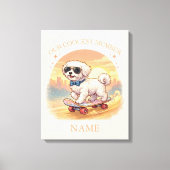 Aangepaste naam Cool Maltezer hond Skateboarder  Canvas Afdruk (Voorkant)