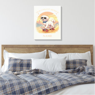 Aangepaste naam Cool Maltezer hond Skateboarder  Canvas Afdruk