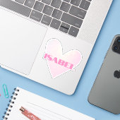Aangepaste naam Cool Pastel Hart Vorm Trendy Stijl Sticker (Laptop met iPhone)