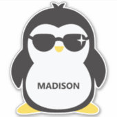 Aangepaste naam Cool Penguin Sticker (Voorkant)