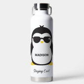 Aangepaste naam Cool Penguin Waterfles (Voorkant)