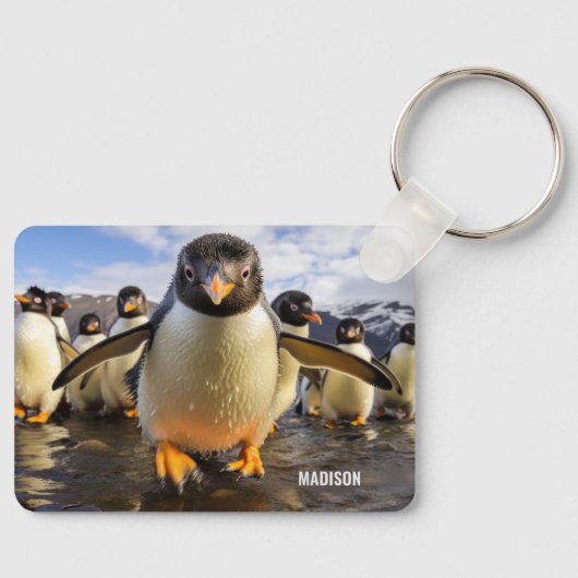 Aangepaste naam Cool Penguins Sleutelhanger (Voorkant)