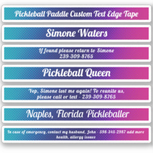 Aangepaste naam Cool Pickleball Paddle Edge-tape Sticker