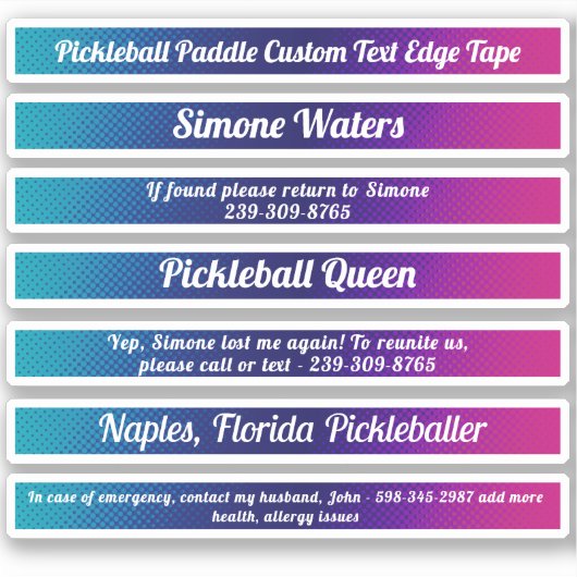 Aangepaste naam Cool Pickleball Paddle Edge-tape Sticker (Voorkant)