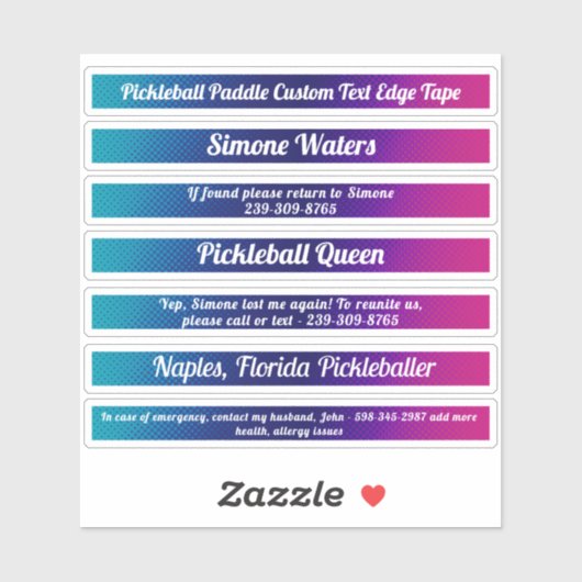 Aangepaste naam Cool Pickleball Paddle Edge-tape Sticker (Vel)