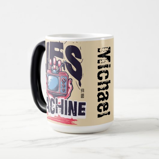 Aangepaste naam Cool retro artwork Grafische telev Magische Mok (Voorkant links)