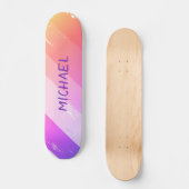Aangepaste naam Cool Retro Paarse penseelstreken Persoonlijk Skateboard (Voorkant)