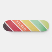 Aangepaste naam Cool Retro Strepen Persoonlijk Skateboard (Horizontaal)