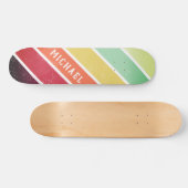 Aangepaste naam Cool Retro Strepen Persoonlijk Skateboard (Horizontaal)