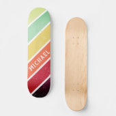 Aangepaste naam Cool Retro Strepen Persoonlijk Skateboard (Voorkant)