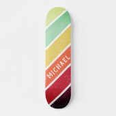 Aangepaste naam Cool Retro Strepen Persoonlijk Skateboard (Voorkant)