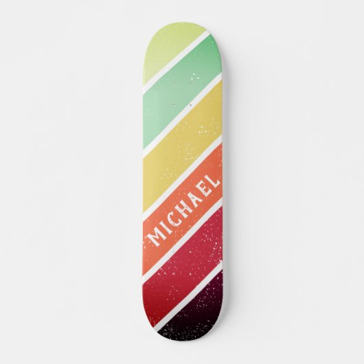 Aangepaste naam Cool Retro Strepen Persoonlijk Skateboard (Voorkant)