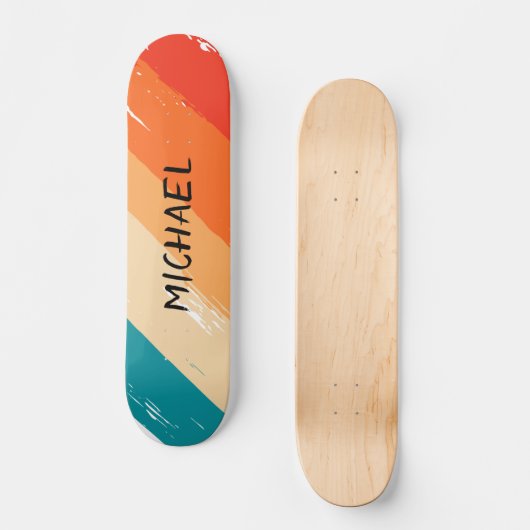 Aangepaste naam Cool Retro Sunset Bruskes Persoonlijk Skateboard (Voorkant)