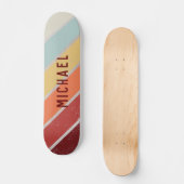 Aangepaste naam Cool Retro Sunset Stripes Persoonlijk Skateboard (Voorkant)