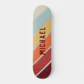 Aangepaste naam Cool Retro Sunset Stripes Persoonlijk Skateboard (Voorkant)