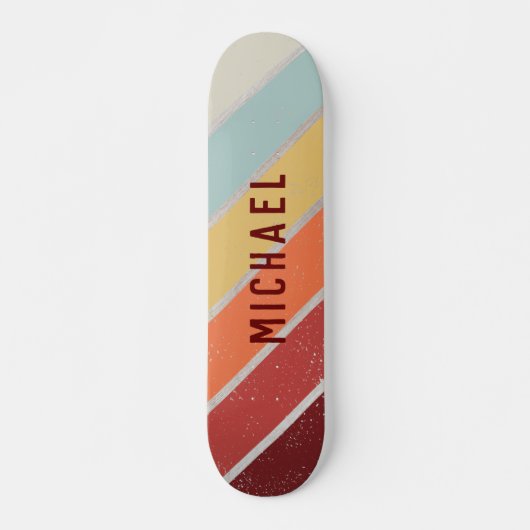 Aangepaste naam Cool Retro Sunset Stripes Persoonlijk Skateboard (Voorkant)